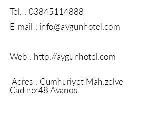 Aygn Otel Avanos iletiim bilgileri
